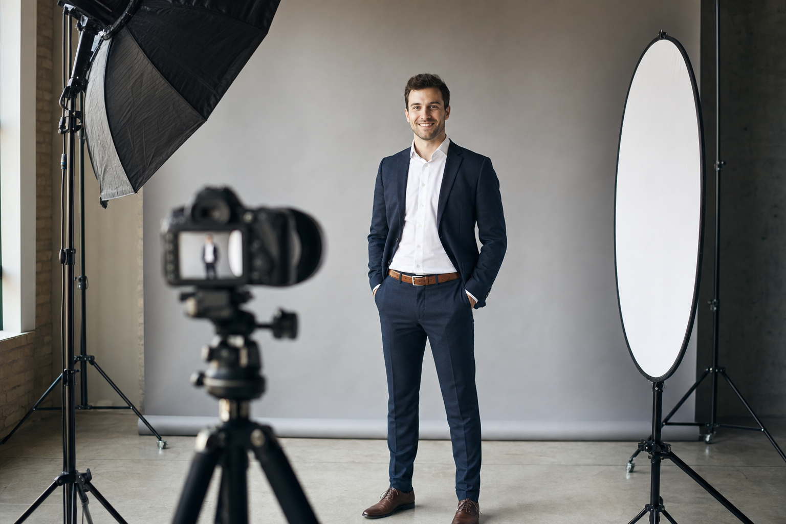 Séance photo corporate en studio, portrait professionnel d'un homme d'affaires
